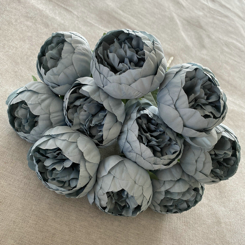 A Bouquet of 10 Round Brushed Fabric with Peonies, Designed in Nordic Style, Weddings - P option