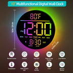 A Large 10-Inch Digital Wall Clock with 10-Inch Featuring RGB Colors, Remote Control - product gallery image 2