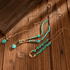 A set of three bohemian turquoise beaded with stacked necklaces women, as accessories - product gallery image 2