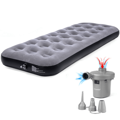 Camping Airbed Flocked Inflatable Mattress Single Blow Up Air Bed And Air Pump