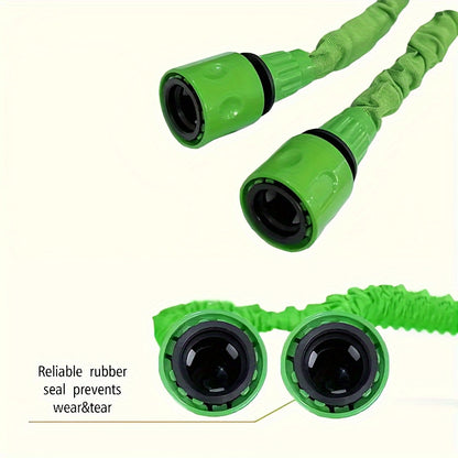 100ft Expandable Garden Hose with High-Pressure Water Gun - 3/4" Diameter, Lightweight & Durable Polyester & Polypropylene for Car Wash, Pet Bathing, Lawn Care - Green Plastic Design, US/EU Connectors, All-Season Outdoor Use, Garden Hose Expandable, Pet B
