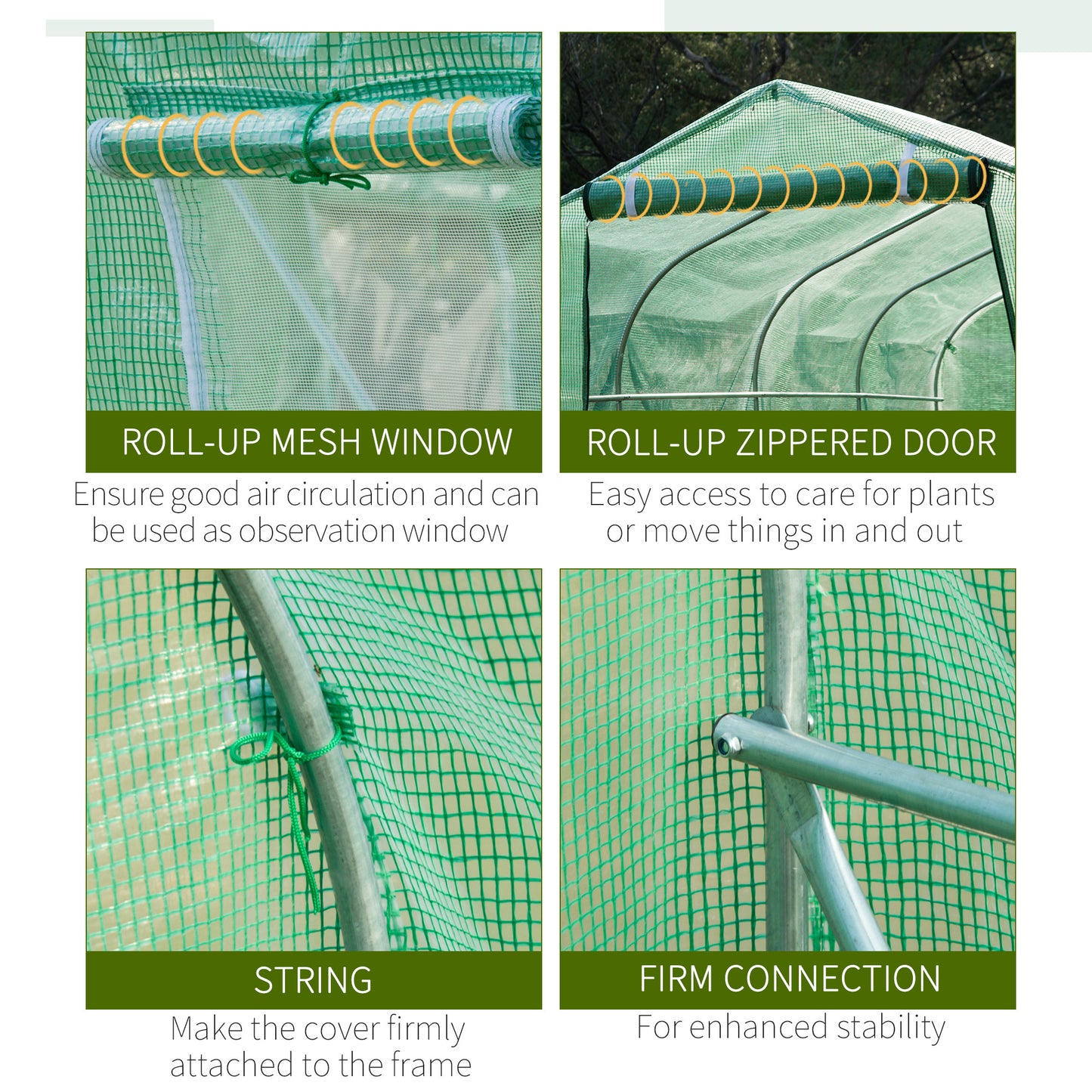 Polytunnel Greenhouse with Windows and Door, Walk in Greenhouse for Garden, Backyard (4 x 2 M)