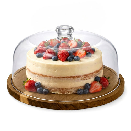 Cake stand with dome lid, 10-inch cake stand, suitable for cakes, pastries, and cheese trays.