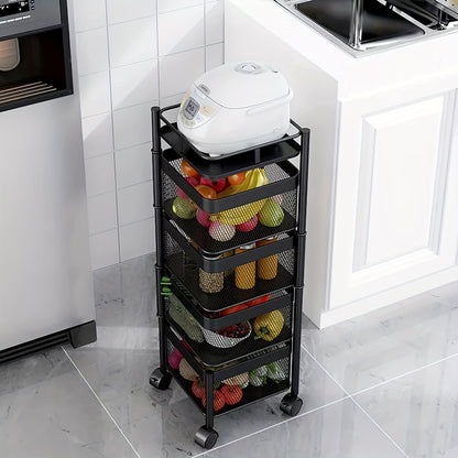 6 Tier Kitchen Rotating Storage Trolley Cart Utility Vegetable Mobile Shelf Kcsi
