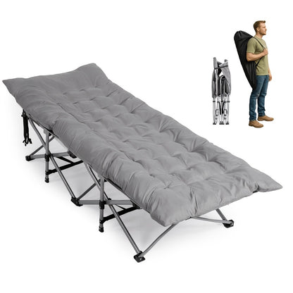 Folding Bed Portable Folding Camping Bed For Adults, Weight Capacity 199.58kg, With Mattress And Side Pocket - Lightweight And Sturdy Frame, Fishing Bed, Suitable For Camping, Home, Office, Travel, Picnic, Family Bed, Compact Design, Large Capacity