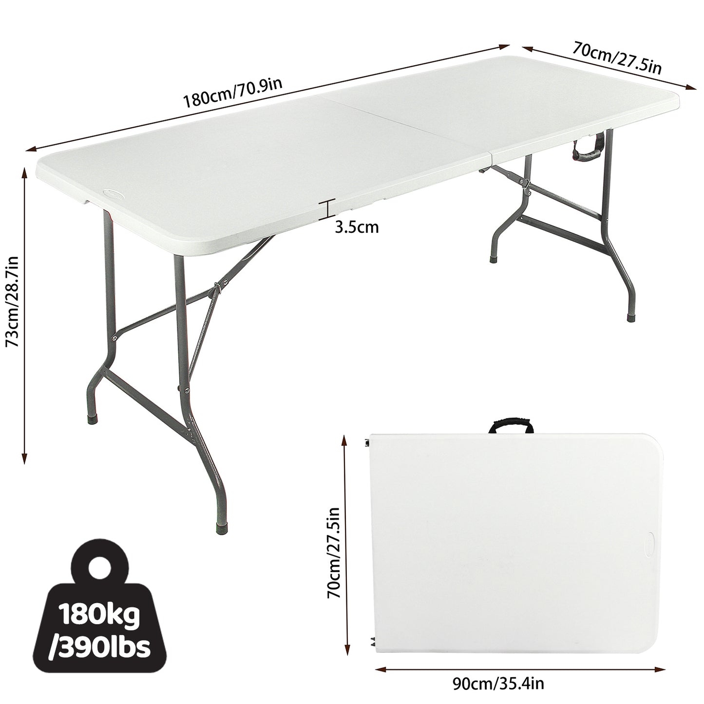 6ft Folding Trestle Table Heavy Duty Trestle Picnic Garden Table Outdoor Indoor Wedding Desk Portable