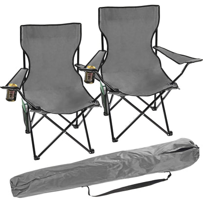 Taylor & Brown Set of 2 Lightweight Folding Camp Chair - Portable Chairs with Cup Holder, Side Pocket and Bag Perfect for Camping, Festivals, Garden, Fishing, Beach and BBQs, Camping Chair