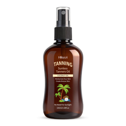 100Ml/3.38Fl.Oz Coconut Tanning Oil Self-Tanner Waterproof Tanner Sunless Tanner Indoor Tanner Sunless Tanner Hydrating Moisturizing Nourishing Spray Bottle And Flip-Top Bottle Easy to Use Convenient to Carry, Oxybenzone Free Coconut Tanning Oil