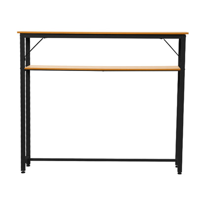 Space Efficient Side Table Single Double Tier Wall Mounted MDF Shelf with Metal Frame Multi Functional Narrow Table with Storage Hallway Bedroom Table 80x20cm Wood Black White Frame