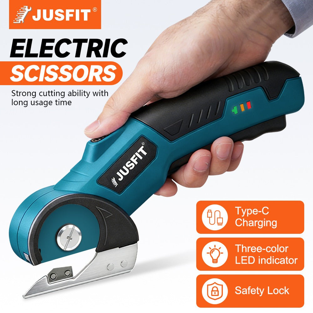 Electric Scissors Cordless Rechargeable USB Fabric Scissors with Safety Lock for Sewing Crafting Leather Carpet Cardboard DIY Garden
