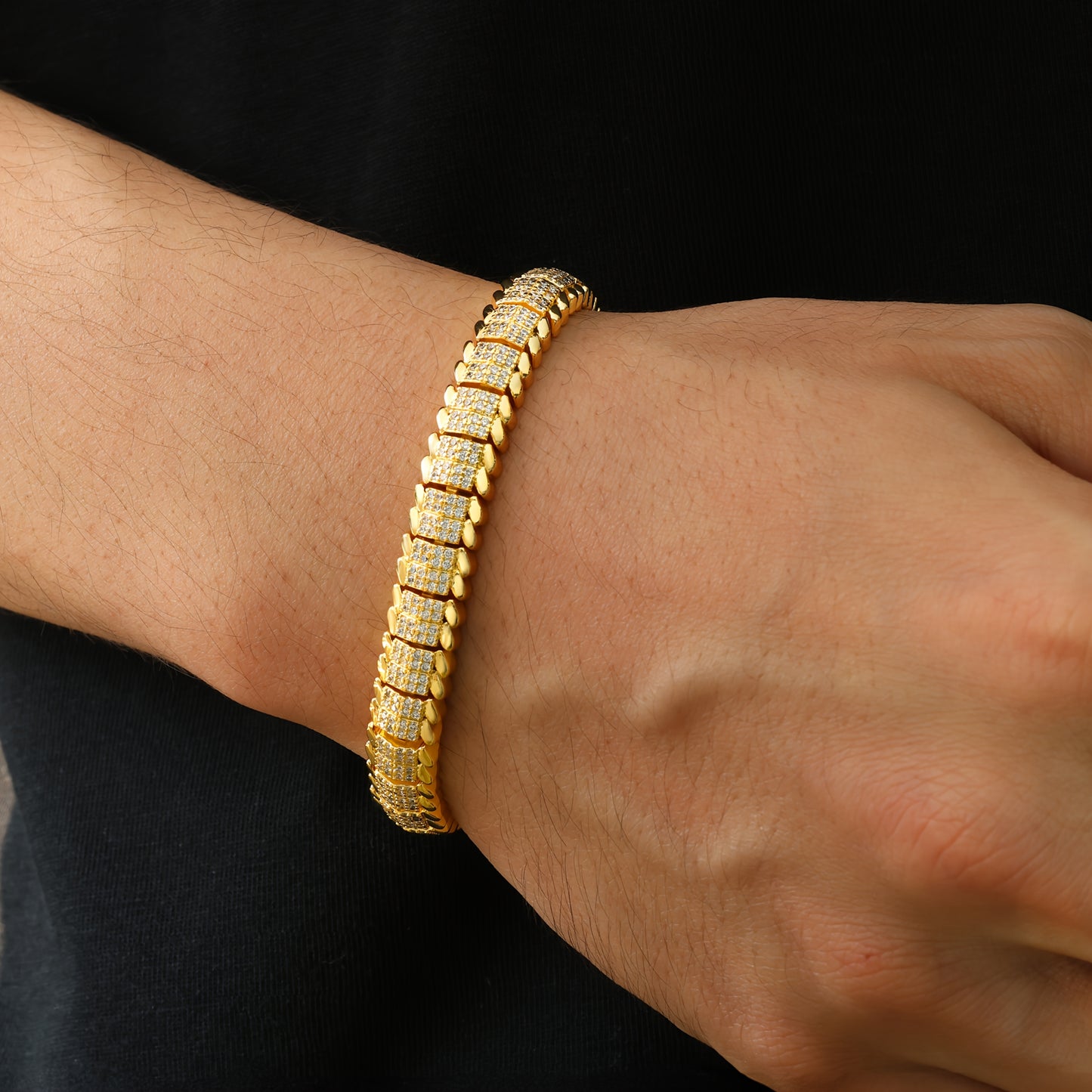 ICEDCHICS 1pc 9MM Hip Hop Bracelet RAPPER Rap Bracelet Daily Party Wear Bracelet Romantic Holiday Holiday Gift
