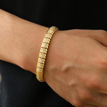 ICEDCHICS 1pc 9MM Hip Hop Bracelet RAPPER Rap Bracelet Daily Party Wear Bracelet Romantic Holiday Holiday Gift