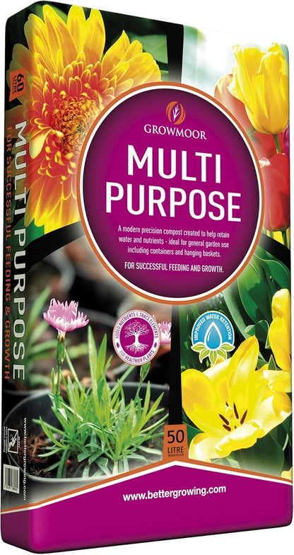 3 Pack Growmoor Multi Purpose Compost 50L Premium Garden Soil Mix For Flowers Plants Pots Hanging Baskets And Seed Growing