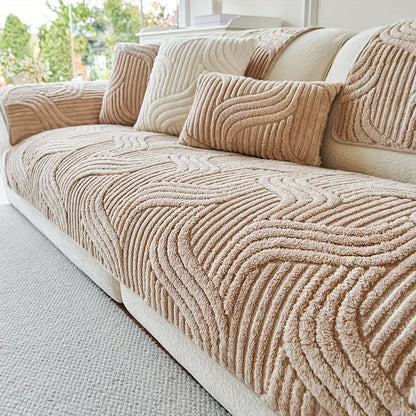 1pc Bohemian Style Soft Plush Sofa Cover, Pet-Friendly Non-Slip Couch Protector Covers, Machine Washable Polyester, All-Season Comfort for Living Room, Bedroom, Office Decor, Sectional Sofa Cover| Warm Home Decor| Machine Washable Furniture Protector Cove