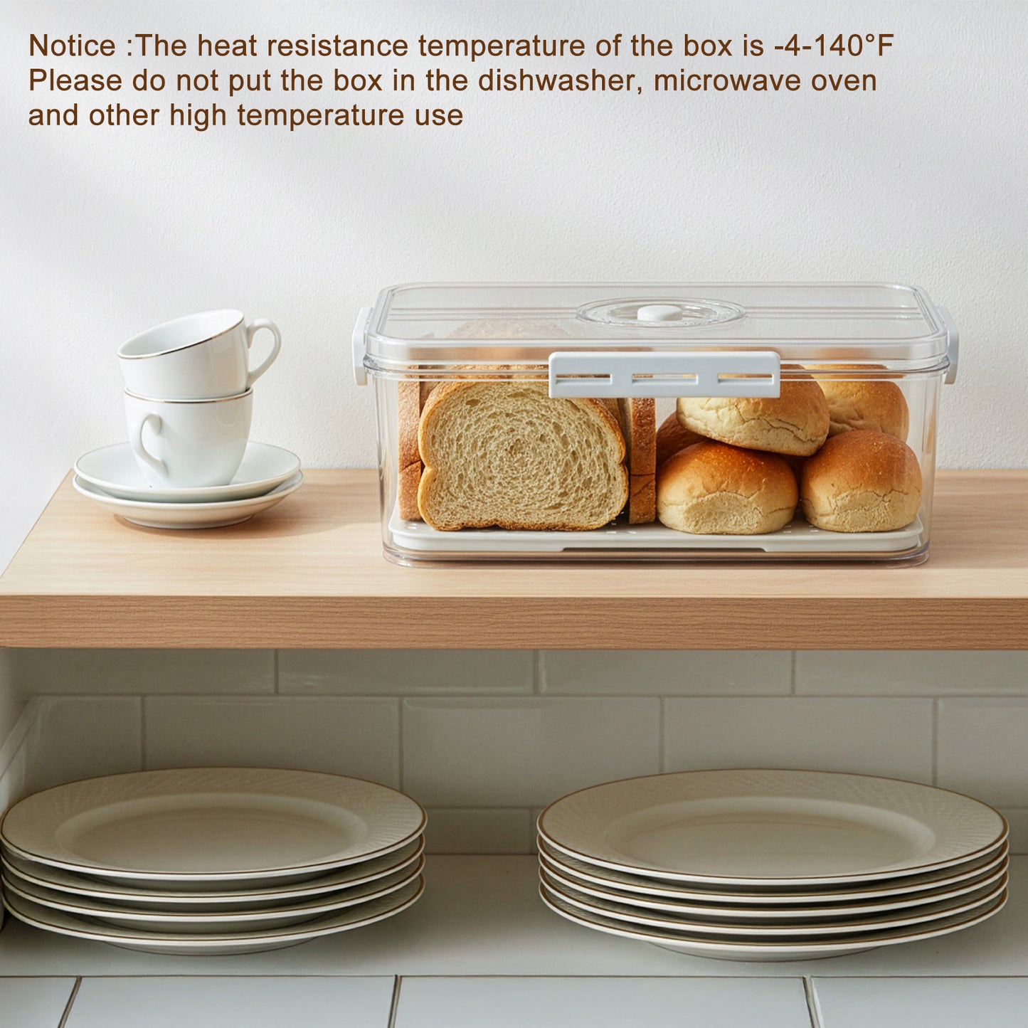 1pc Bread Box, Countertop Airtight Loaf Bread Storage Container With Lid, Portable And Leak Proof Food Sealed Box, For Bread, Toast, Fruit And Vegetable, Kitchen Organizers And Storage, Kitchen Accessories (30.5 cm × 15.75 cm × 15.5 cm)