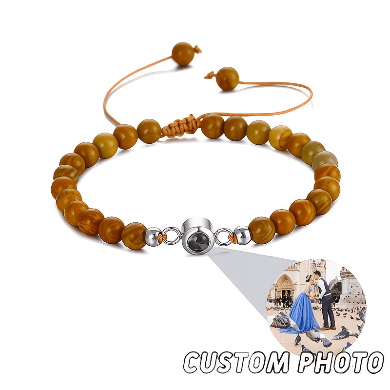 Customized Personalized Frosted Stone Photo Projection Bracelet, Customized Photo Projection Bracelet Festival Gifts