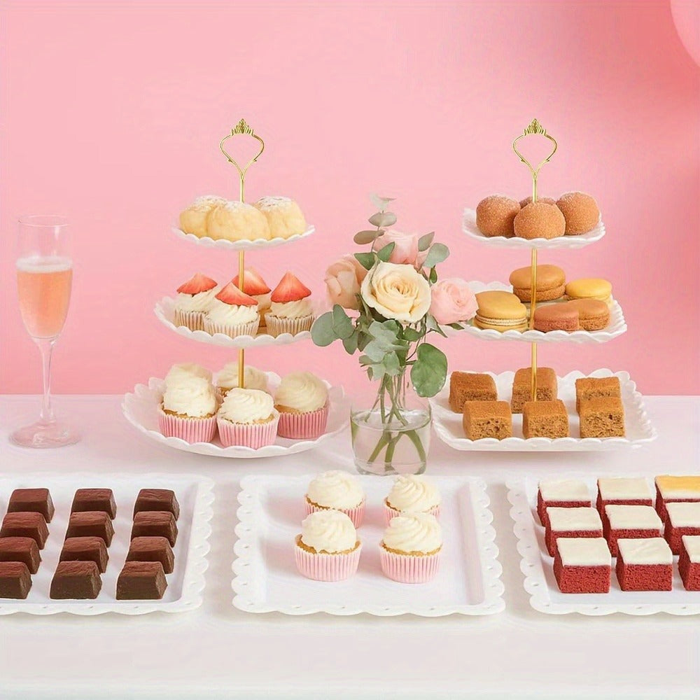 Cupcake Stand 2 & 3 Tier Cake Stand Appetiser Tray for Wedding Baby Shower Tea Party Birthday Celebration Dessert Display UK