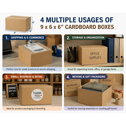 Cardboard Boxes 9x6x6 Inch Single Wall 25 Pack Small Packing Boxes for Shipping Mailing Storage Moving E-commerce UK