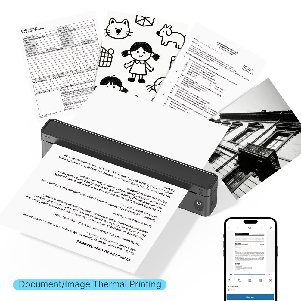 A10A Inkless Portable Printer with Wireless, 21.59cm, 27.94cm - Black option