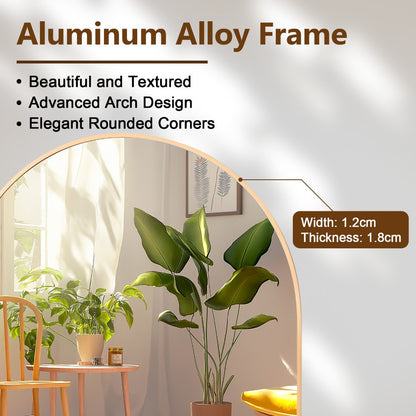 Full-Length Arched Mirror 150x40 cm / 160x50 cm – Large Standing Floor Mirror with Sleek Aluminum Frame – Modern Full Body Mirror for Bedroom or Hallway