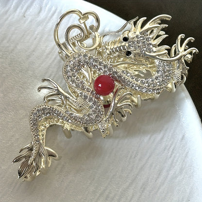1pc Fashionable Light Luxury Metal Rhinestone-Encrusted Dragon-Shaped Hair Claw Clip for Women, Versatile and Elegant Shark Clip for Everyday Updos on the Back of the Head, Hair Accessory, Mother's Day, Valentine's Day, New Year Holiday Gift