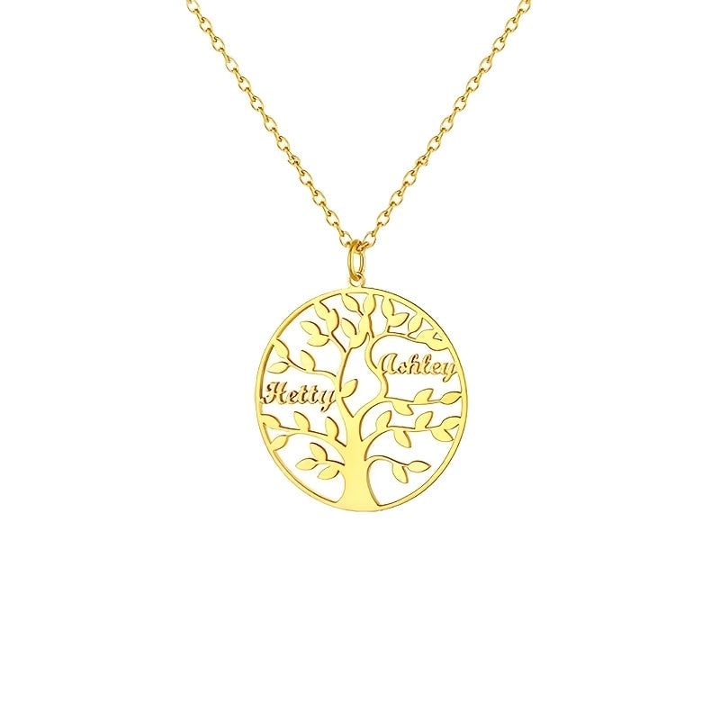 [Custom Tree of Life] 304L Stainless Steel Custom Tree of Life Necklace | Engraved with 1-8 Names | Family Name Jewelry Gift for Wives, Mothers, Grandmothers