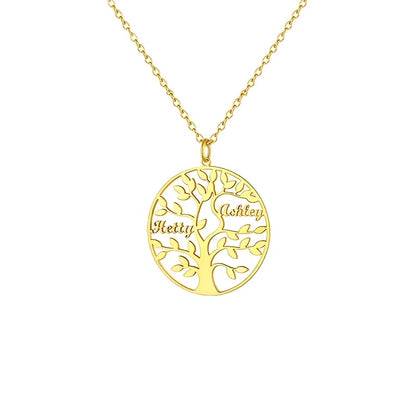 [Custom Tree of Life] 304L Stainless Steel Custom Tree of Life Necklace | Engraved with 1-8 Names | Family Name Jewelry Gift for Wives, Mothers, Grandmothers