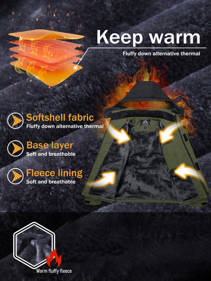 Men's Winter Warm Jackets Fleece Lined Coats Hooded Thermal Outdoor Thick Jacket Heavy Sport Hiking Jogging Camping Fishing Climbing Traveling Skiing Snowboarding Casual Parka
