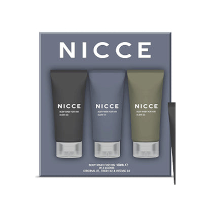 Nicce for Men Body Wash for Him Set 3 x 150ml Original#01, Fresh#02, Intense #03 Mens Gift Set