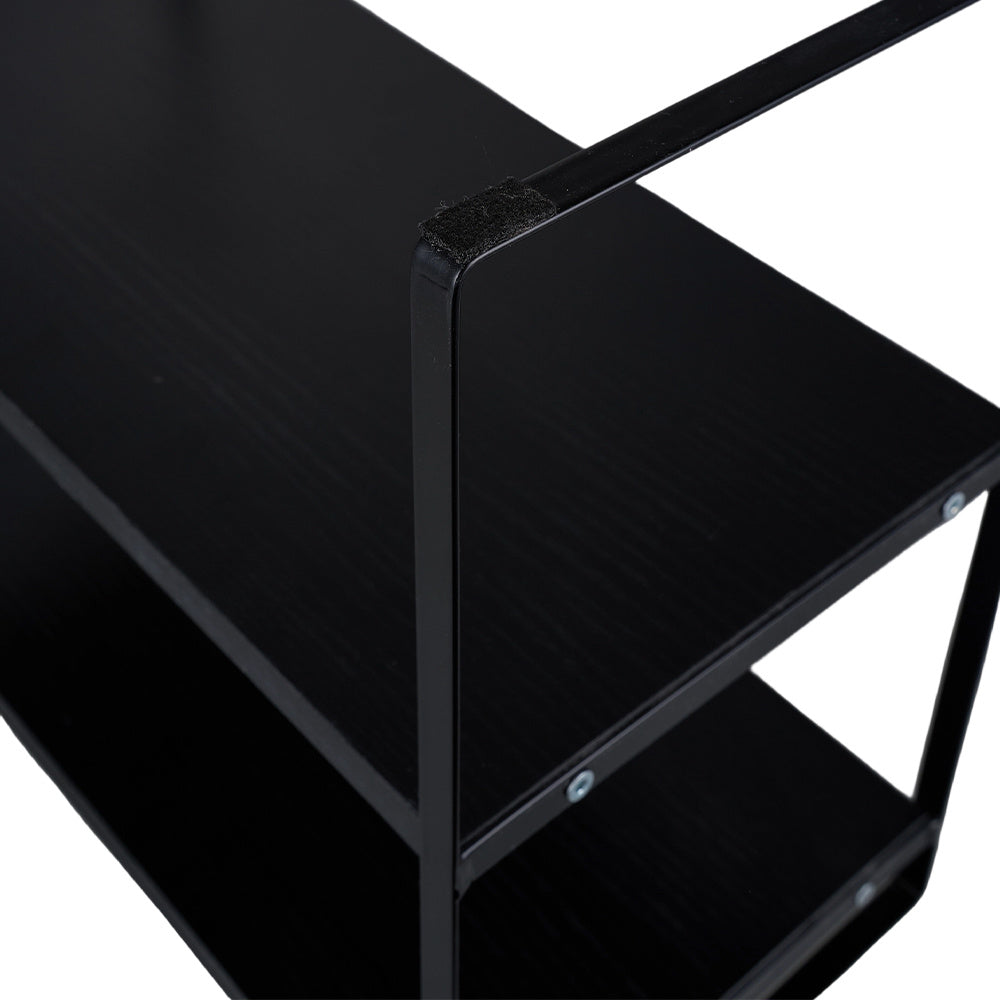 Multi-Tier Storage Rack, Mug Shelves for Desks, Black/White/Natural Wooden and Metal Countertop Organizer Shelf, Display Rack, Perfect for Dormitories Home Office Kitchen Bathroom