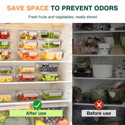 8pcs Glass Storage Container Set with Lids, Stackable, Leak-Proof Snap-Lock Seal, a Great Helper for Kitchen Storage, Suitable for Ovens, Microwaves, Refrigerators, And Dishwashers