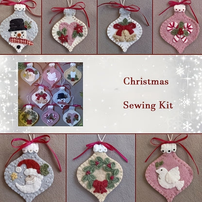 Pre-cut Felt DIY Christmas Valentine's Embroidery & Holiday Heart Decoration Craft Kit Suitable for New Year's - Beginner-Friendly Hand-Sewn Seasonal Decorations with Fabric, Pre-Cut Shapes for Adults & All-Season Crafting