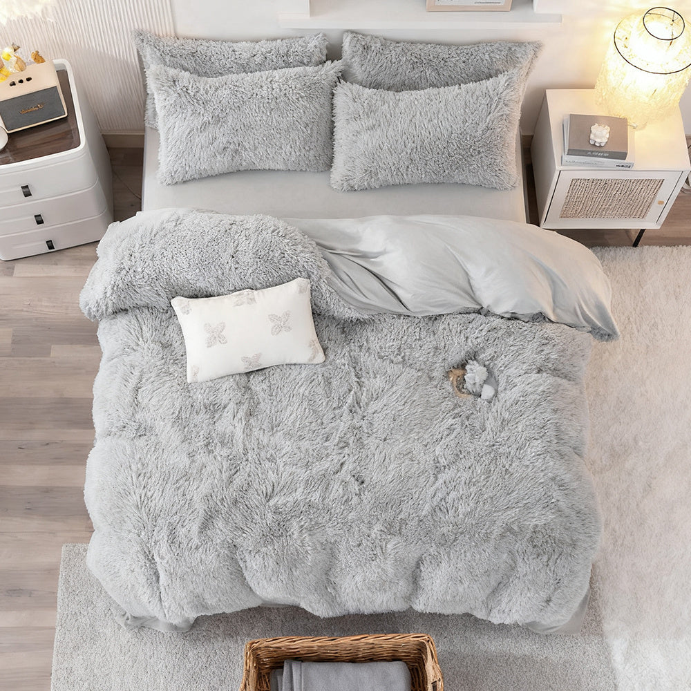 Water Mink Plush Super Soft and Thicken Autumn and Winter Bedding Set, Plush Comfortable Warm Duvet Cover Pillowcases Three-piece Set, Available in Various Colors, Down Duvet Cover, Zipper Closure Design, Single/Double/King/Super King