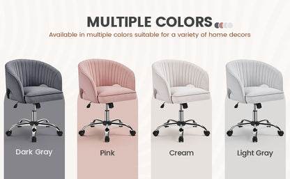 Costoffs Office Chair Tufted Desk Chair with Height Adjustable Seat, Swivel Barrel Accent Chair with Rolling Wheels for Home Office, Pink/White/Cream/Dark Grey/Light Grey
