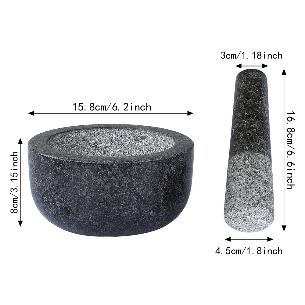 Granite Mortar and Pestle Set 16 cm Diameter Large Capacity Hard Granite Mortar Premium Solid Granite Stone