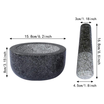 Granite Mortar and Pestle Set 16 cm Diameter Large Capacity Hard Granite Mortar Premium Solid Granite Stone