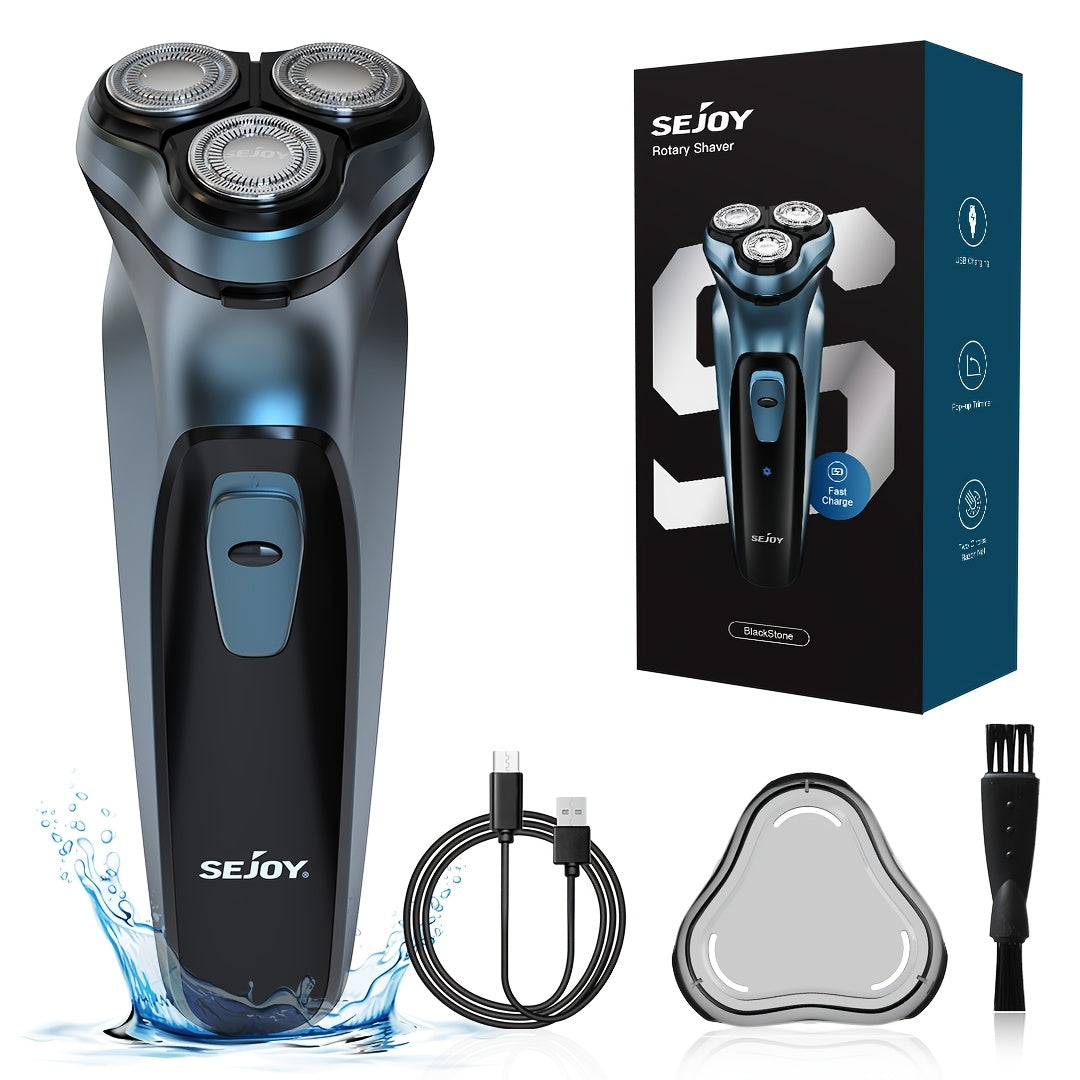 SEJOY Men' Electric Razor - Wet/Dry Shaver with Pop-Up Trimmer, 1-Hour Quick Charge, 3D Floating Head & LCD Power Display - Rechargeable - Shaver Suitable for Face & Body Hair