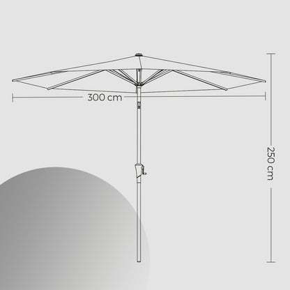 3 m Garden Parasol Umbrella, UPF 50+, Sun Shade, 30° Tilt in 2 Directions, 180 g/m²，Crank Handle for Opening and Closing, for Outdoor Gardens Pool Balcony Patio, Base Not Included, Beige,Grey