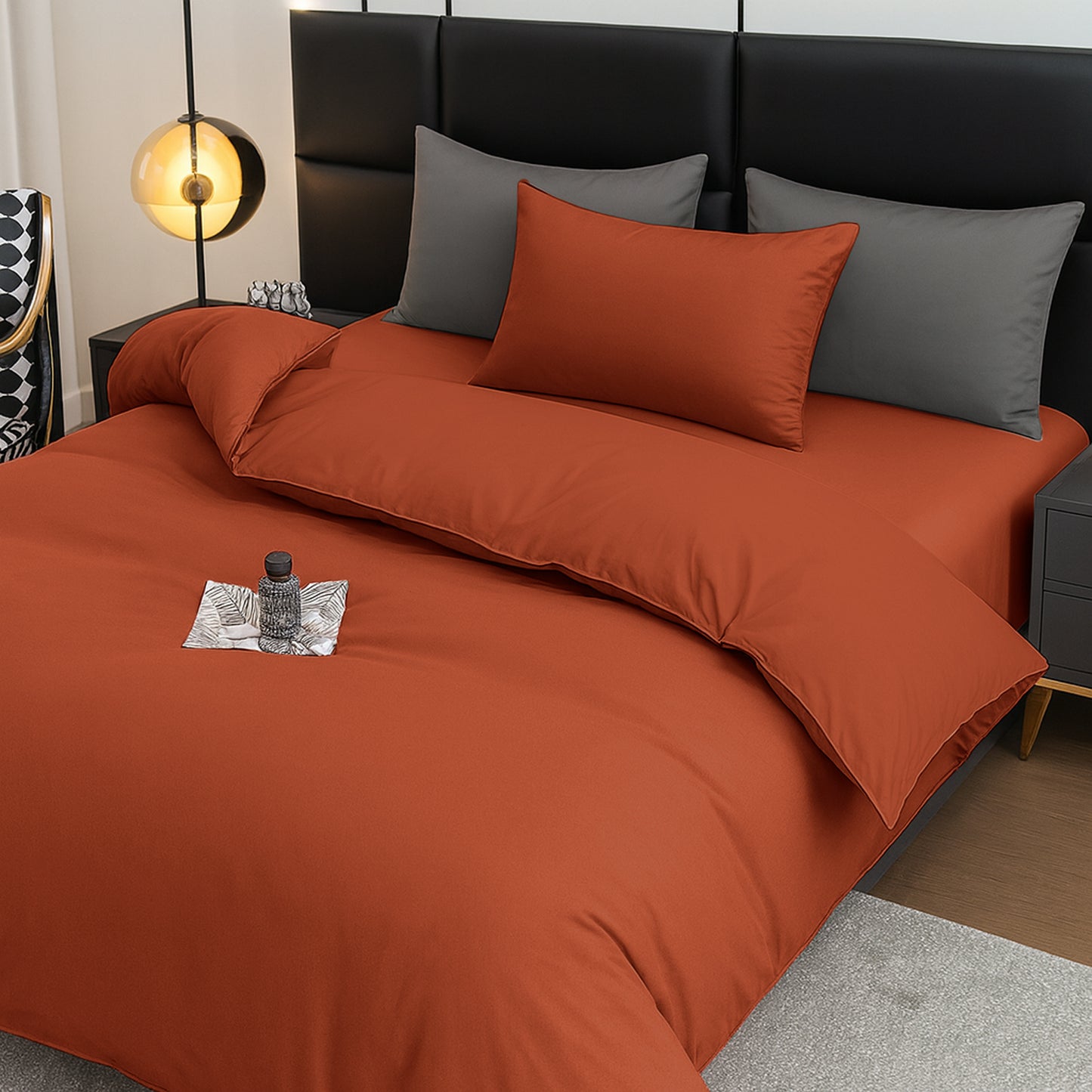 4pcs Brushed Solid Color Duvet Cover Set, Ultra-Soft & Breathable Microfiber, Includes 1pc Duvet Cover, 2pcs Pillowcases, 1pc Fitted Sheet, Single, Double, King, Super King Sizes