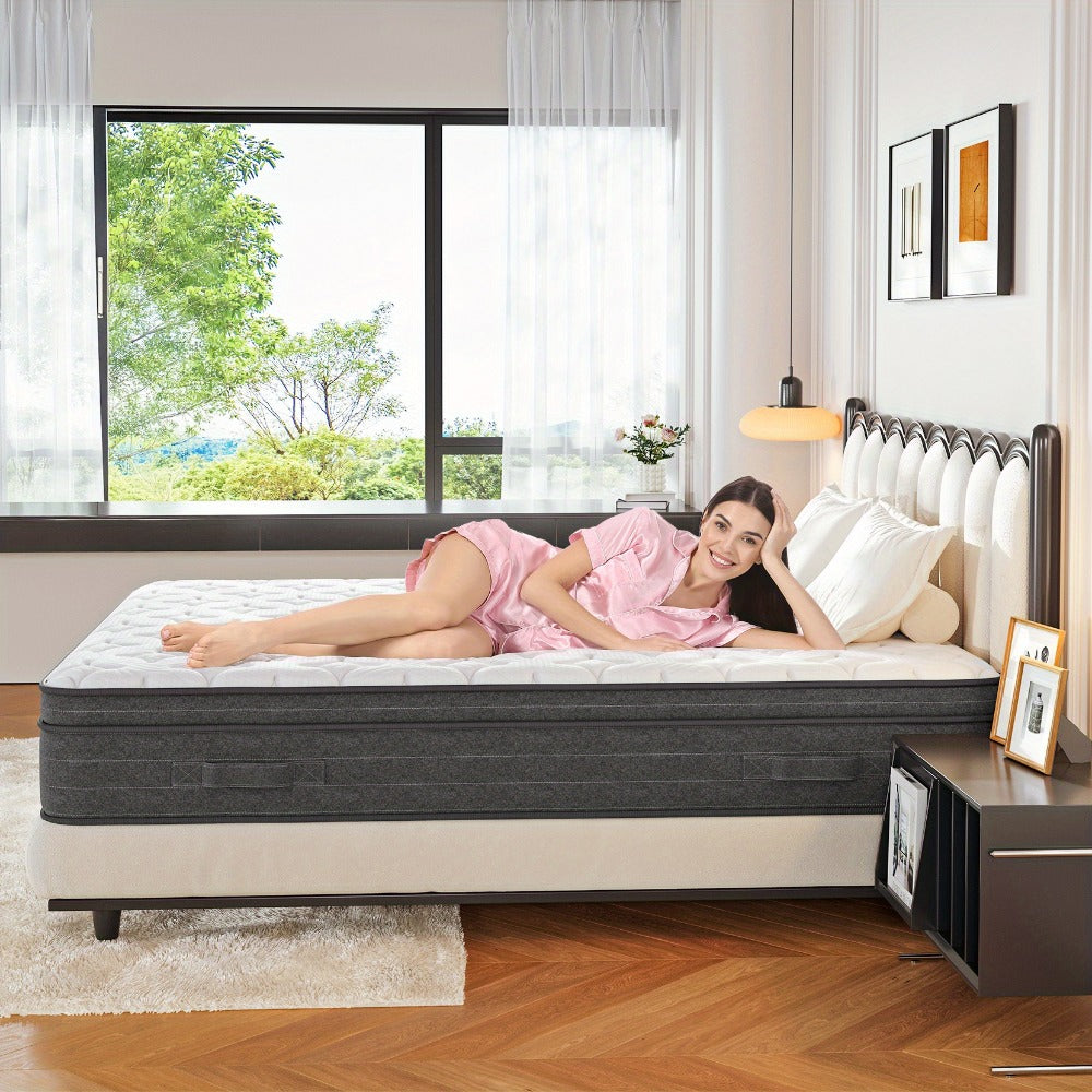 Hybrid Pocket Spring Memory Foam Mattress 25cm 7 Zone Support Orthopaedic Euro Top Hypoallergenic CertiPUR-US Foam Rolled Mattress in a Box All UK Sizes