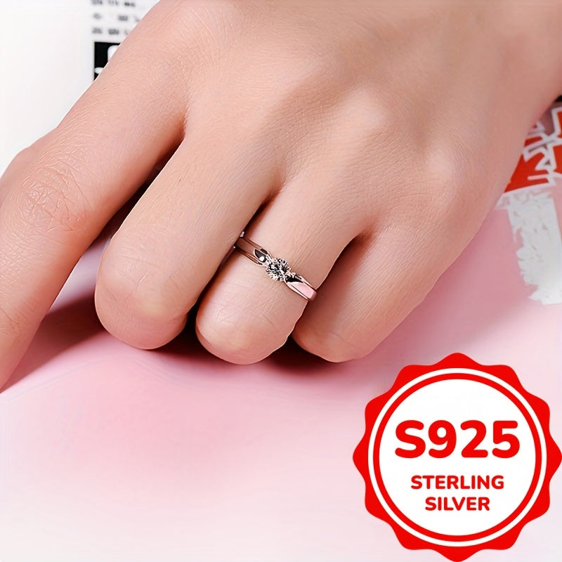 Classic 925 Sterling Silver Ring - EngaSynthetic Gemstoneent Wedding Ring - For Female - Suitable for Banquet Party Official Occasions - Anniversary Gifts (2.6g)