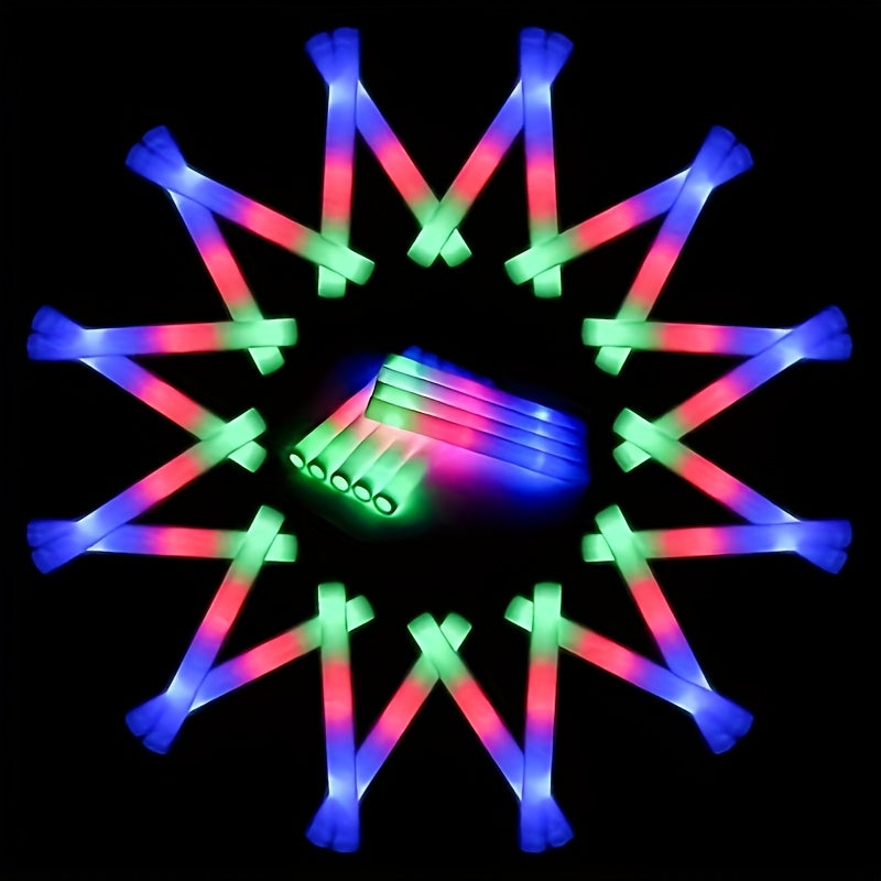 50pcs LED Foam Glow Sticks Wholesale - Party Set, Three-Color Flashing, Suitable for Weddings, Sports Events, Concerts, Camping, and Nighttime Glow Celebrations, the Best Supply Set for Party Activities