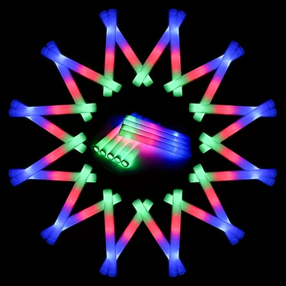 50pcs LED Foam Glow Sticks Wholesale - Party Set, Three-Color Flashing, Suitable for Weddings, Sports Events, Concerts, Camping, and Nighttime Glow Celebrations, the Best Supply Set for Party Activities