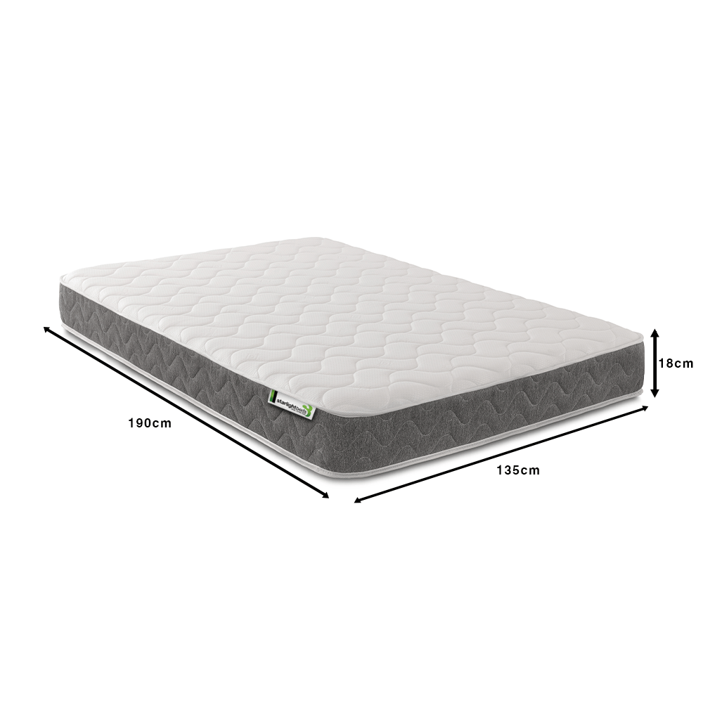 Starlight beds Hybrid Wavy 18CM Deep Memory foam and Spring Grey Border Mattress