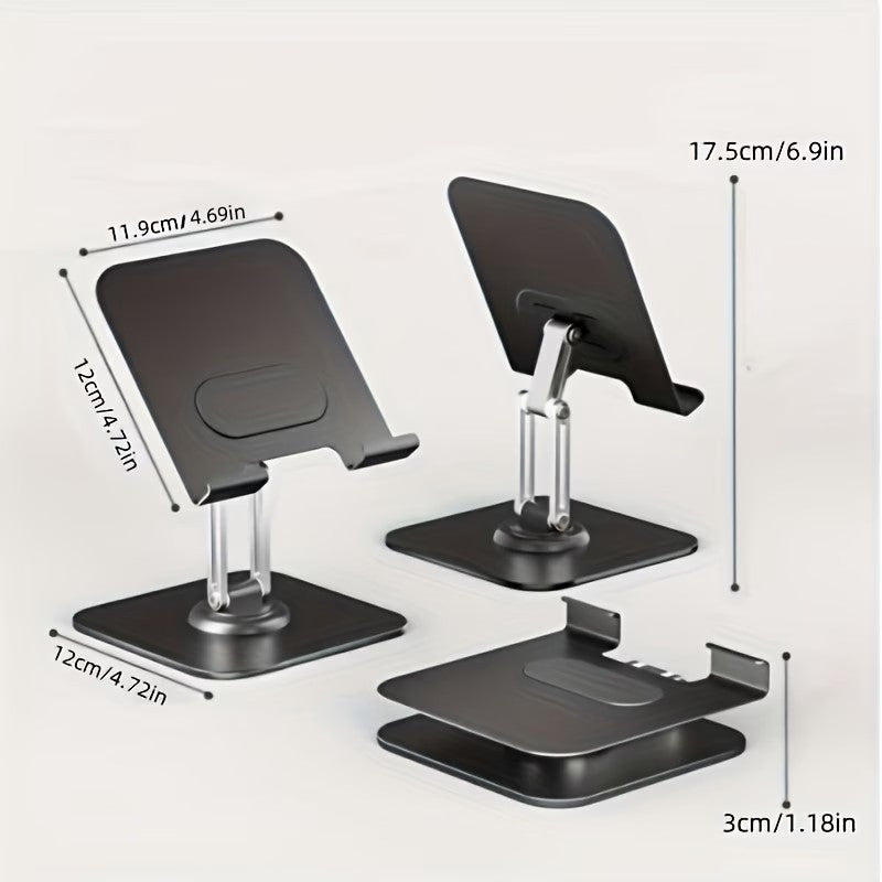 Heavy Duty Tablet Stand 360° Rotating Adjustable All-Metal Desk Holder for iPad Phone Laptop with Allen Key – Foldable Ergonomic Design for Office Home Use