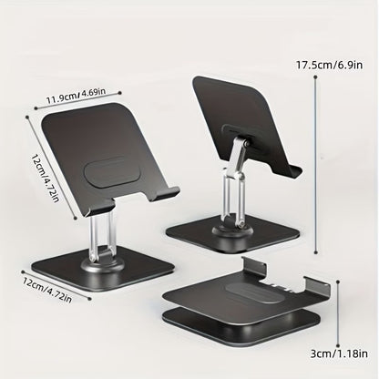 2PCS Set (1x Heavy-Duty Adjustable Tablet Stand & 1x Allen Key) - 360° Rotating Base, Foldable Design, All-Metal Construction, Ergonomic Desk Holder for iPad, Tablet, Phone & Laptop, Sturdy & Stable, Ideal for Office & Home Use