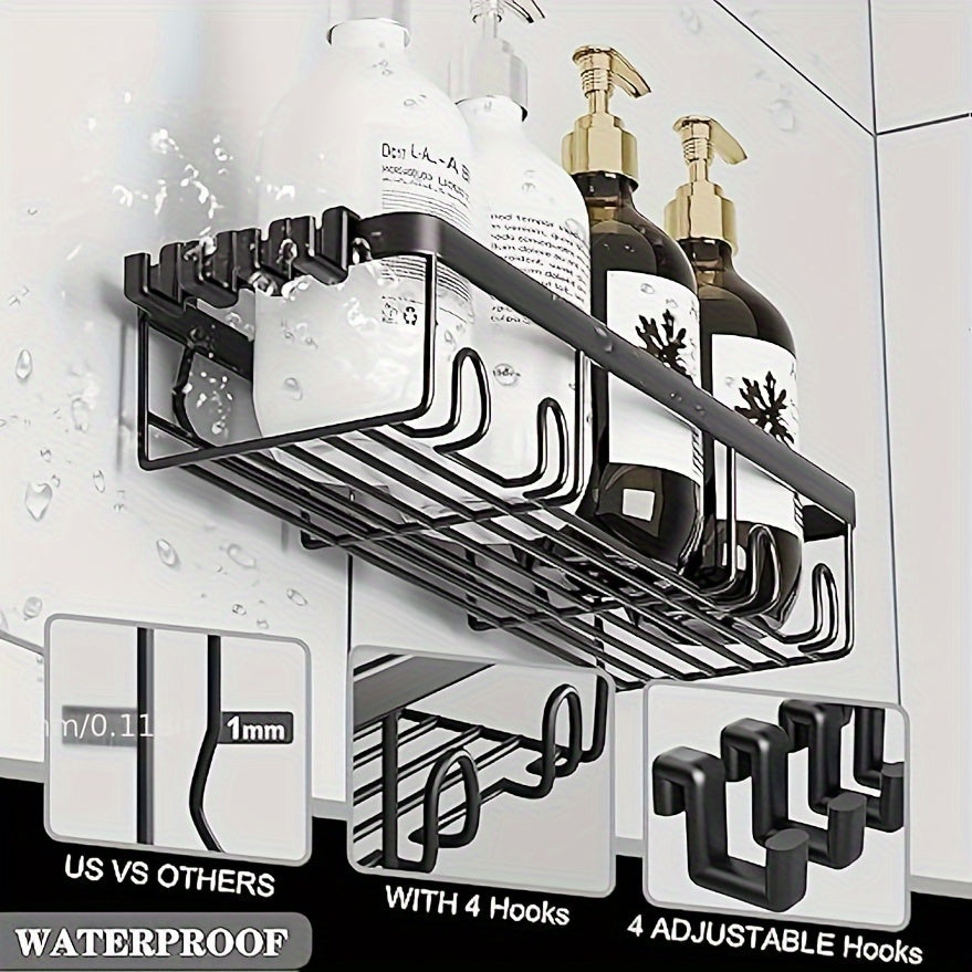Shower Caddy, Bathroom Shower Organizers, Black Shower Shelves for Inside Shower with Soap Caddy & Toothbrush Holder, Stainless Steel Wall Rack Baskets Adhesives Mounted(1 And5pcs), Random Color Properties to Choose, Shelves
