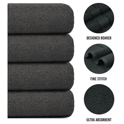 4 X Large Jumbo Bath Towels 100% Egyptian Cotton -75 x 150 cm- Soft Quick Dry Hotel Spa Big Bathroom Towels Set