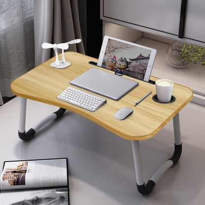 1pc Portable Laptop Desk with Cup Holder & Tablet Slot - Adjustable Bed Tray Table for Work/Eating, Foldable Sofa Desk for Living Room/Bedroom, 23.62×15.75×10.24inch