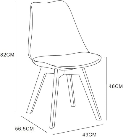 mcc direct Set of 2 Dining Chairs Wooden Legs Soft Cushion Pad Stylish DELUXE Retro Lounge Dining Office EVA